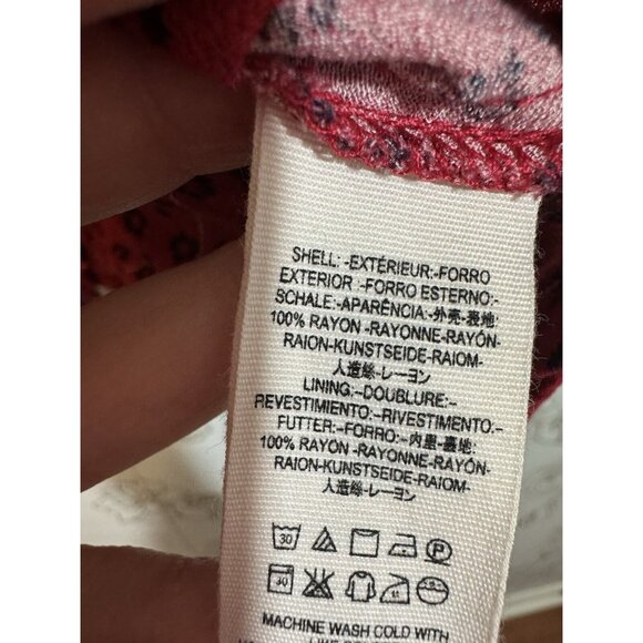 Free People Dress Small Don't Dare Red Mixed Print Mini Babydoll 014 - Picture 7 of 8